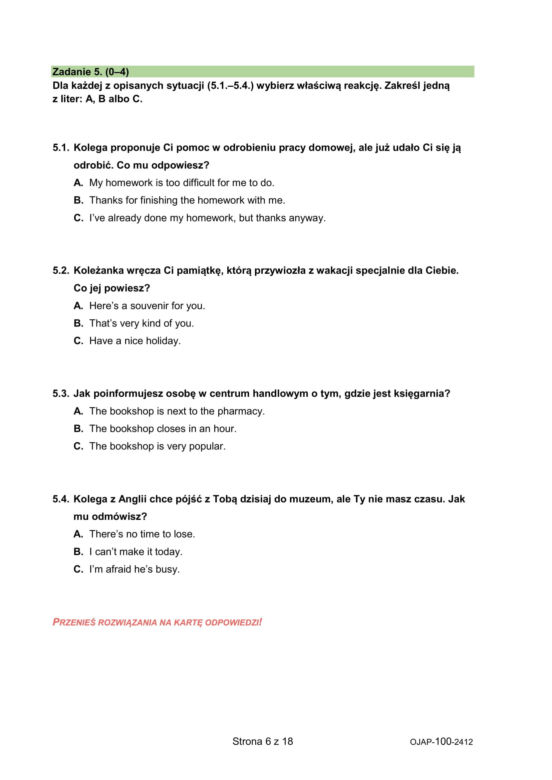 Egzamin Ósmoklasisty 2024 - język angielski ARKUSZE PDF, CKE