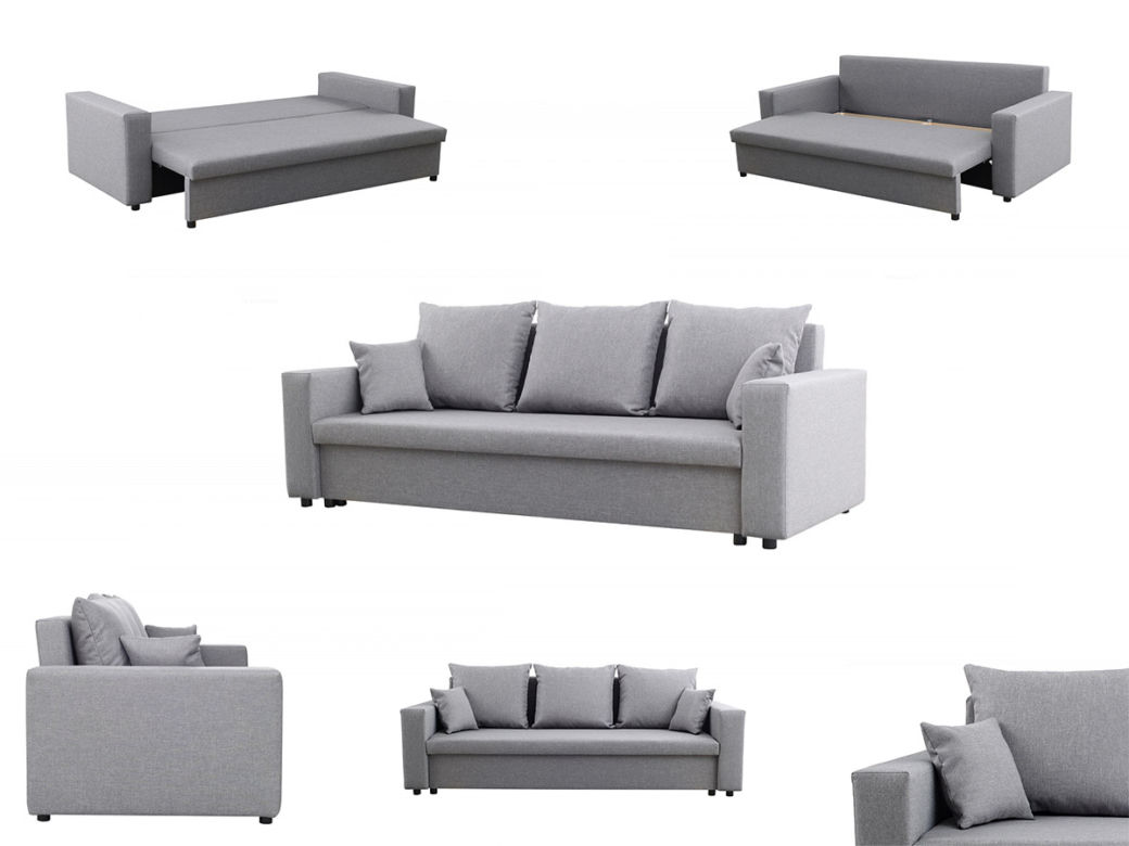 Szara sofa w salonie