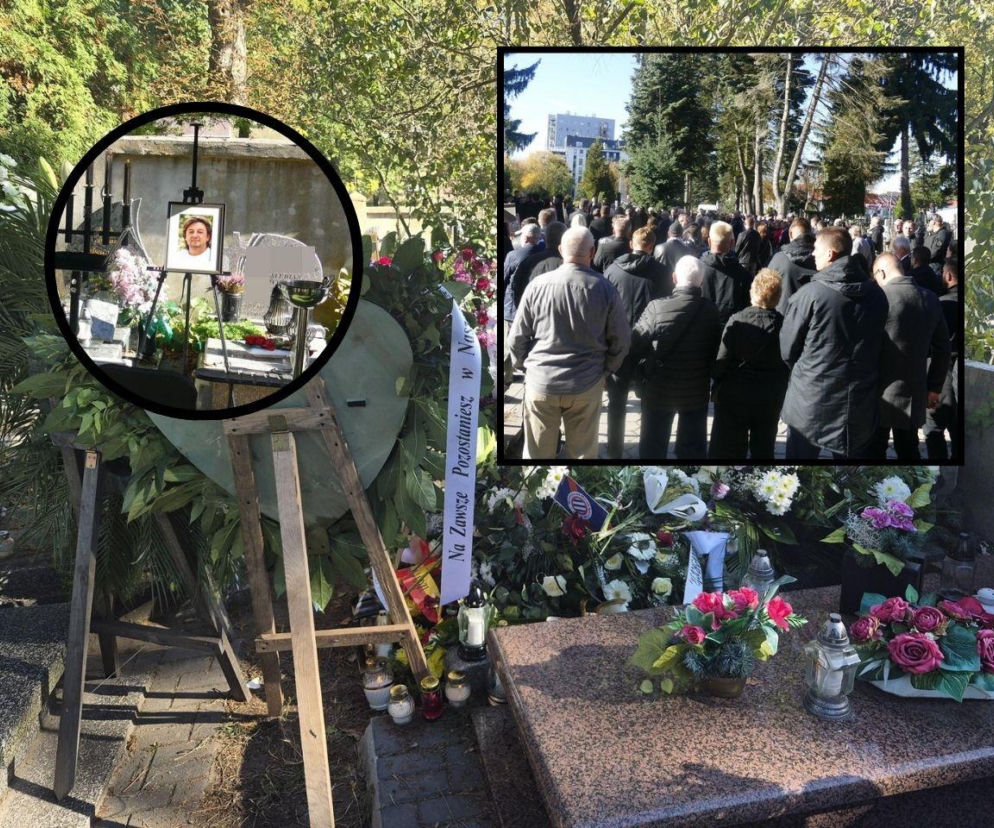 Grób Jacka Ziobera. Obok tłum żałobników i portret piłkarza. Relację z pogrzebu legendy ŁKS znajdziesz na SE.