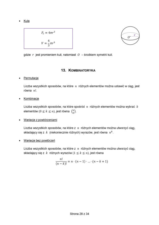 wzory matematyczne matura 2026