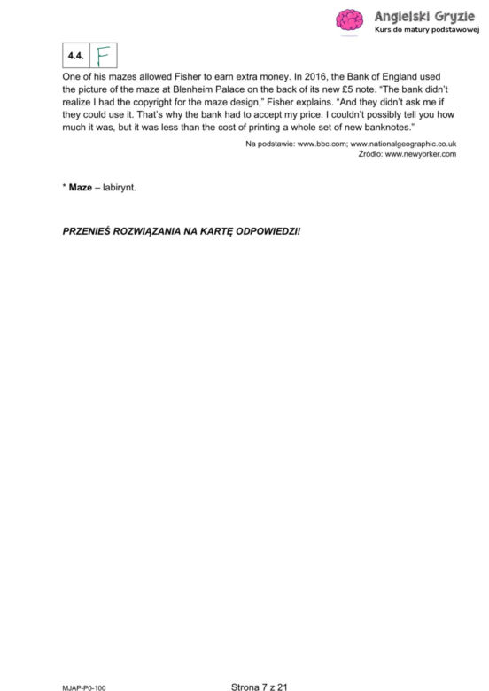 Matura próbna z angielskiego 2024