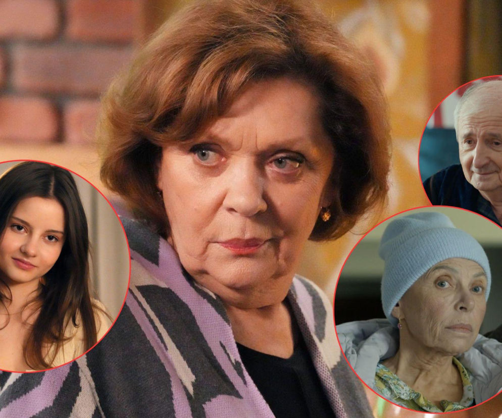 Kolaż zdjęć przedstawiający aktorkę Marię Rybarczyk w roli Krystyny w centrum, z Elżbietą (w tle po prawej) i Ewą (w tle po lewej) z serialu Barwy szczęścia, co zapowiada intrygujące wątki, które można śledzić na portalu Super Seriale.