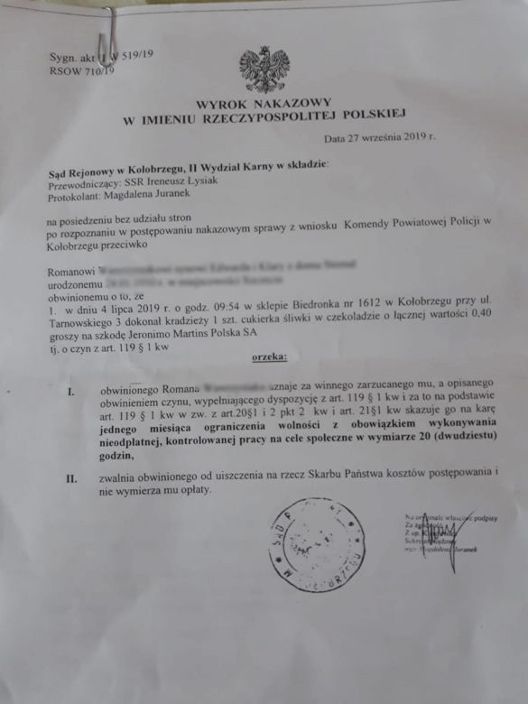 Zostanie skazany za zjedzenie cukierka