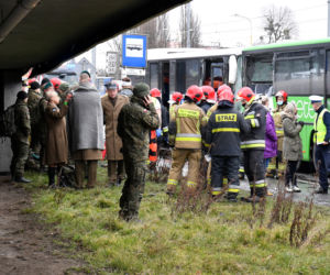  Miejsce zderzenia dwóch autobusów na ul. Gdańskiej w Szczecinie