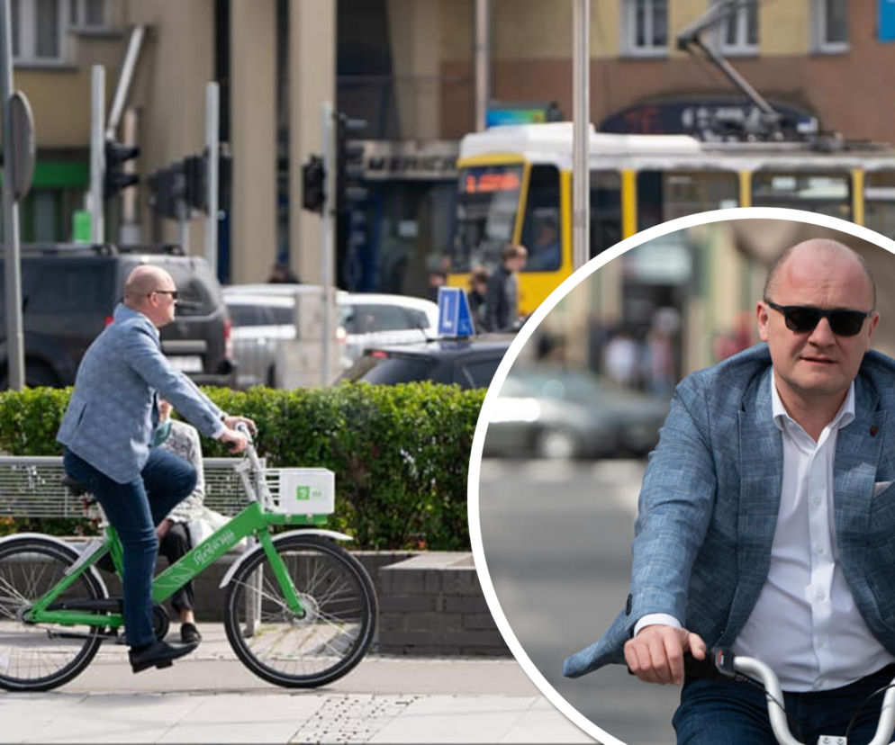 Prezydent Szczecina wsiadł na rower miejski i ruszył w miasto