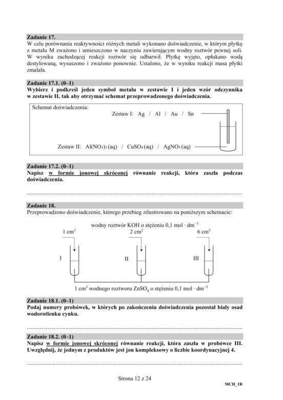 Matura 2020 ARKUSZE CKE: Chemia