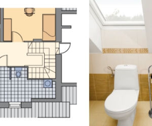 Sedes i bidet pod oknem połaciowym