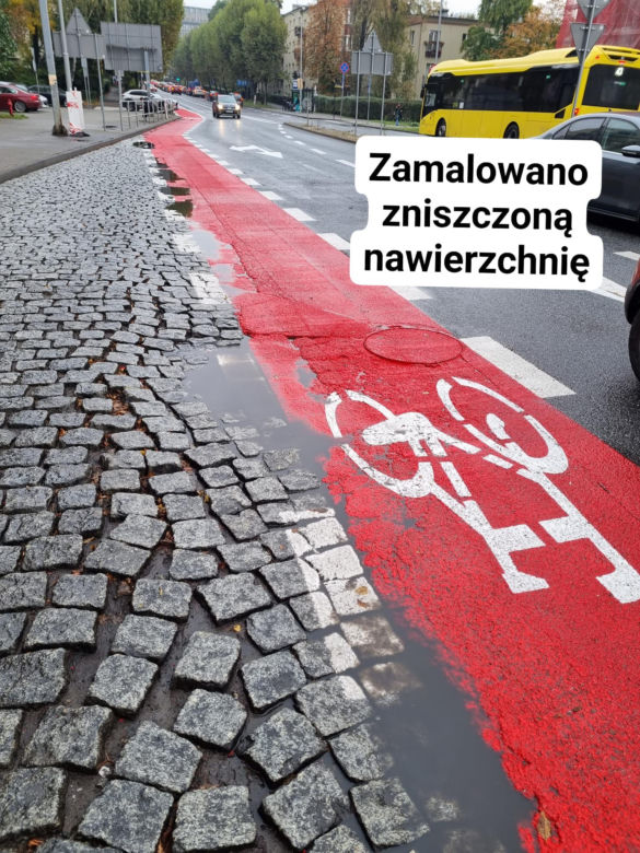 Pasy rowerowe na ul. Sokolskiej. Mieszkańcy mówią wprost: "Fuszerka"