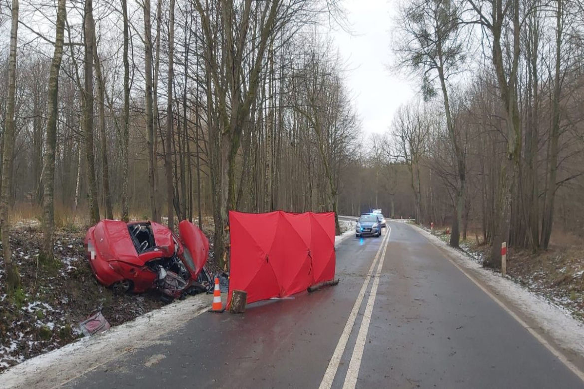 Pomorska Wieś. Kierująca wjechała w drzewo, dwóch pasażerów zginęło