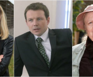 Barwy szczęścia. Amelia (Stanisława Celińska), Bożena (Marieta Żukowska), Bruno Stański (Lesław Żurek)