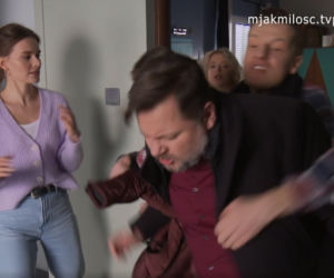 M jak miłość. Paweł (Rafał Mroczek), Igor (Bogusław Kudłek), Franka (Dominika Kachlik)