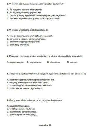 Sprawdzian szóstoklasisty, arkusze