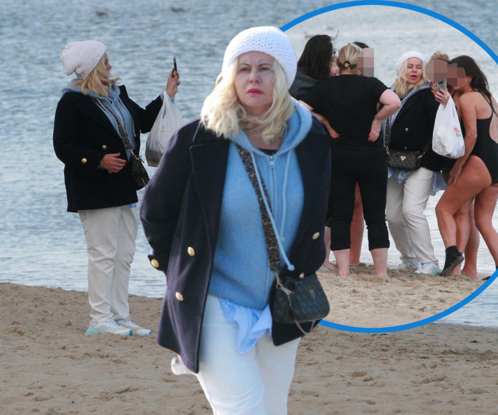 Joanna Kurowska na plaży w Sopocie. Na miniaturze obok aktorka pozuje do zdjęć z fankami. O spotkaniu przeczytasz na SE.