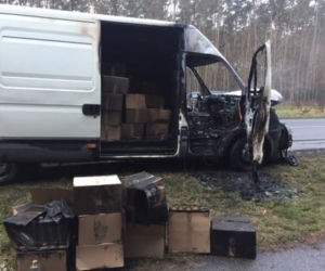 Pożar busa z nielegalnym spirytusem 