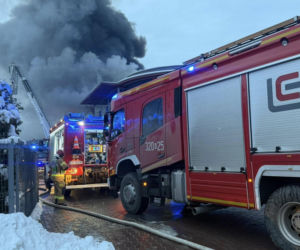 Pożar hali magazynowej w Skawinie