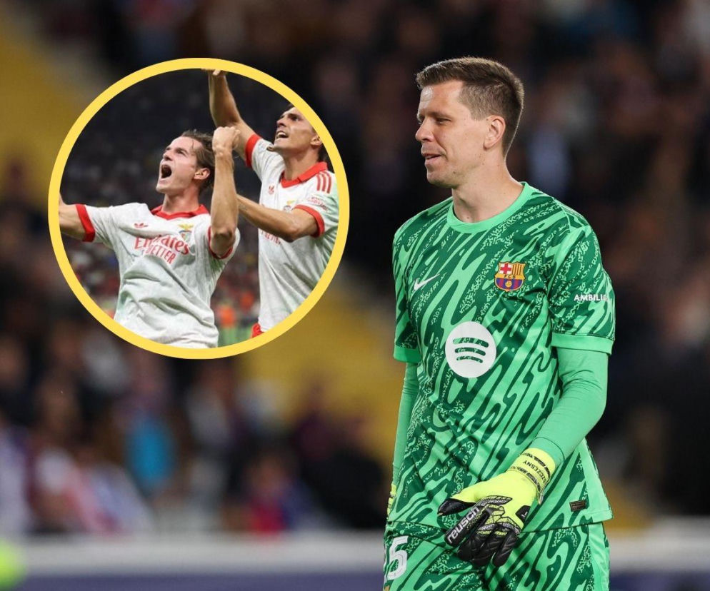 Wojciech Szczęsny w stroju bramkarskim Barcelony. Na miniaturze cieszący się Jakub Kamiński. Szczegóły na SE Supersport.