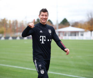 Robert Lewandowski na treningu Bayernu Monachium