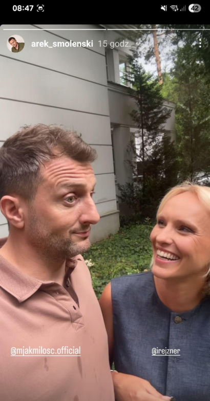 M jak miłość nowy sezon. Bartek (Arkadiusz Smoleński), Dorota (Iwona Rejzner) na planie