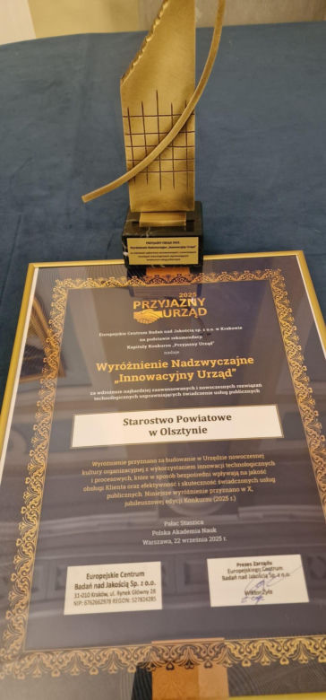 To najbardziej przyjazny urząd w woj. warmińsko-mazurskim. Został wyróżniony w prestiżowym konkursie