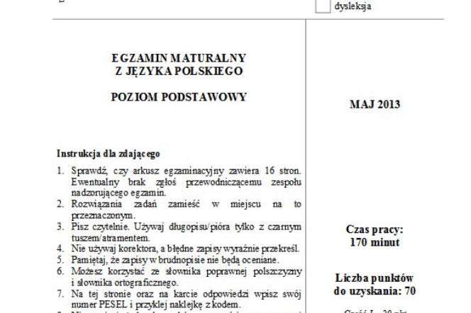Matura 2013 język polski podstawowy