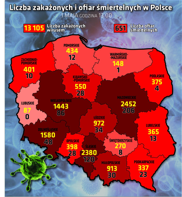 Koronawirus w Polsce, 01.05.2020, godz. 13:30