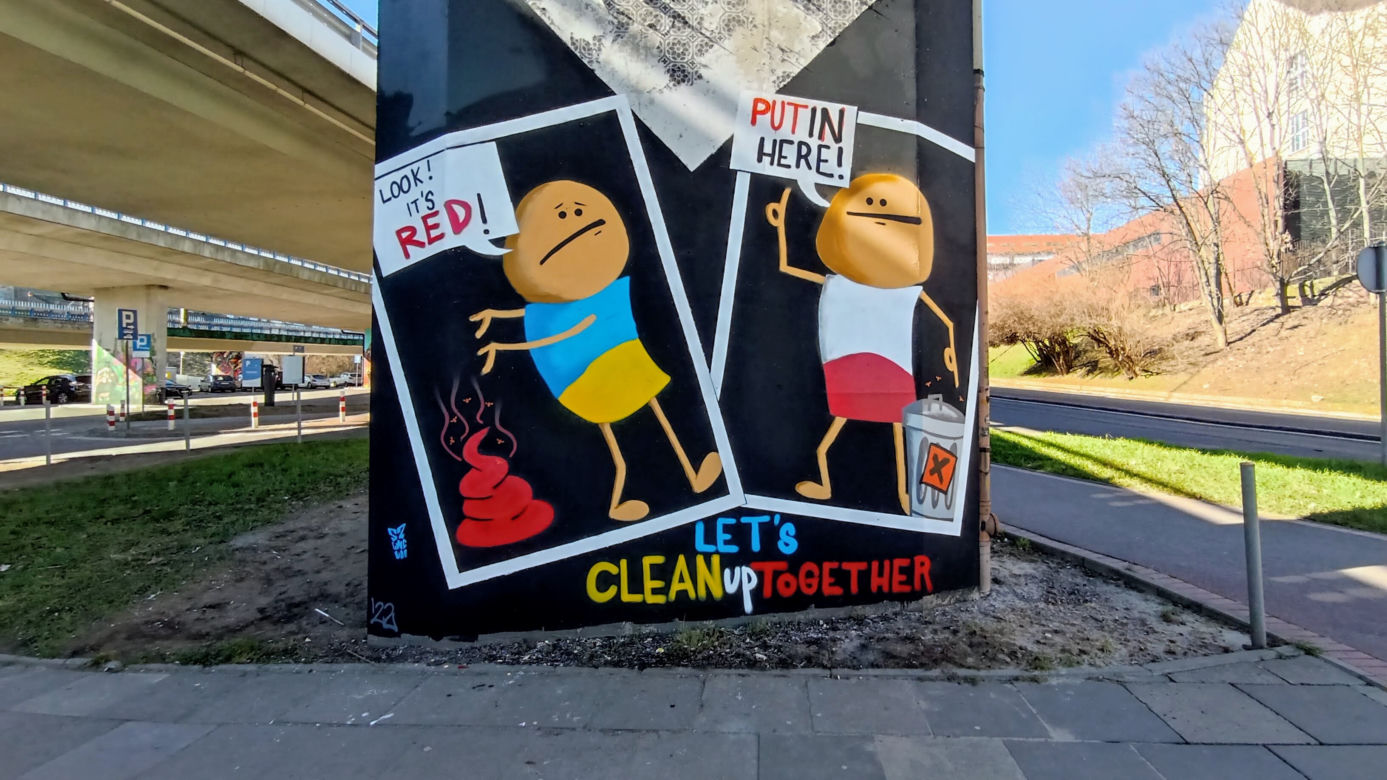 Polak i Ukrainiec wspólnie "sprzątają" świat. Nowy antywojenny mural w Szczecinie