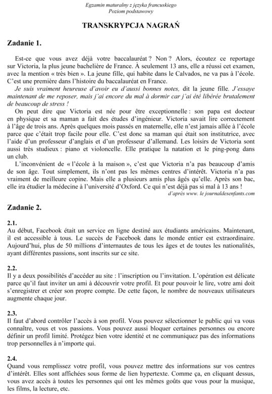 Matura francuski podstawowy 11