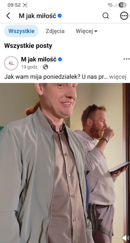 M jak miłość nowy sezon. Paweł (Rafał Mroczek) na planie