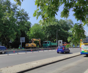 Prace przy budowie węzła przesiadkowego Krakowska-Planty w Tarnowie