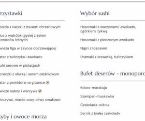 Menu andrzejkowe hotel Gołębiewski Pobierowo