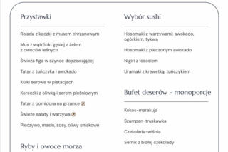 Menu andrzejkowe hotel Gołębiewski Pobierowo