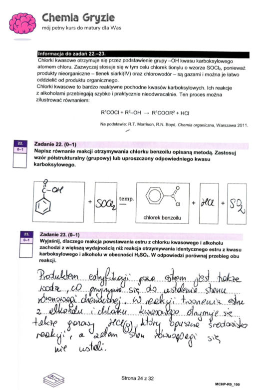 Matura 2024 chemia rozszerzona - arkusze CKE i sugerowane odpowiedzi - formuła 2023