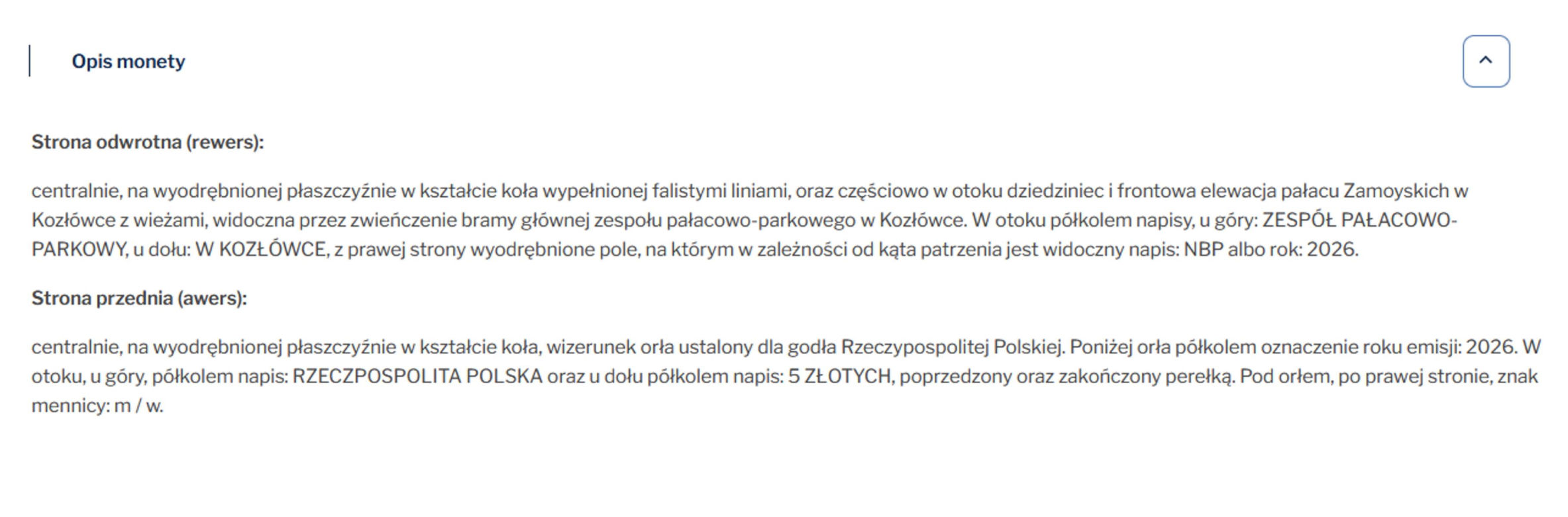 Moneta kolekcjonerska Pałac w Kozłówce