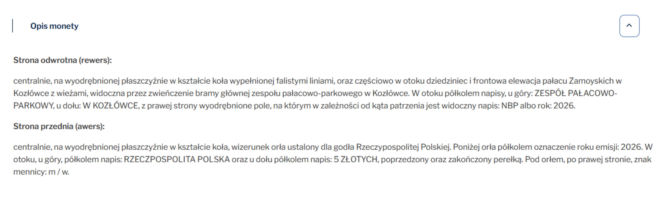 Moneta kolekcjonerska Pałac w Kozłówce