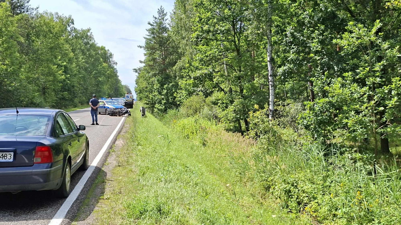 Wypadek w Krynkach, w Gminie Brody. Ranny motocyklista w szpitalu