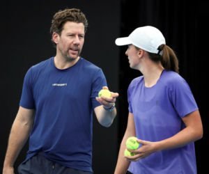 Iga Świątek i Wim Fissette. Nerwy na treningu