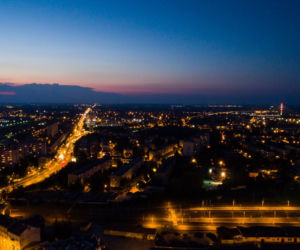 Rzeszów nocą z drona