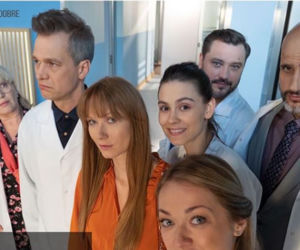 Na dobre i na złe. Wiktoria (Katarzyna Dąbrowska), Falkowicz (Michał Żebrowski), Barbara (Agnieszka Pilaszewska), Konica (Robert Koszucki), Blanka (Pola Gonciarz), Borys (Marcin Zacharzewski)