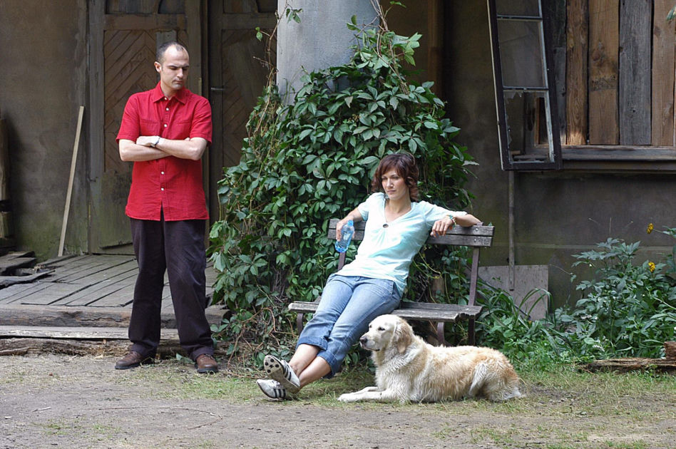 Ranczo odcinek 1. Lucy (Ilona Ostrowska), Jerry (Jeff Butcher), pies Hot Dog - sierpień 2005 r.