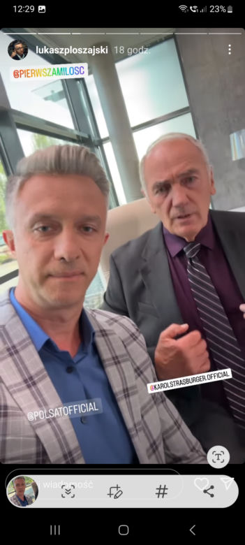 Pierwsza miłość po wakacjach. Artur (Łukasz Płoszajski), Karol Weksler (Karol Strasburger) na planie