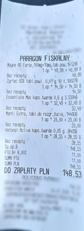 Paragony grozy z turystycznych aptek