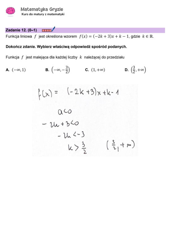 Matura z matematyki 2024 - ODPOWIEDŹ - ZADANIE 12