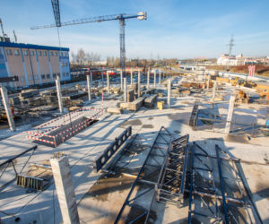 Budowa Outlet Center Factory Warszawa Ursus. Płyta nowej częsci Outlet Center (fot. z 24 listopada 2014)
