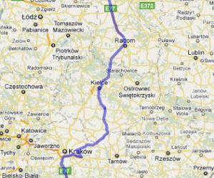 Trasa 79 i E77 Warszawa_Zakopane - mapka