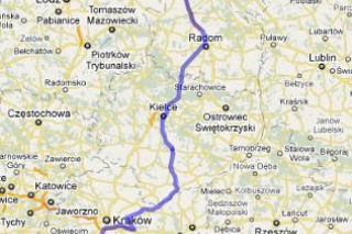 Trasa 79 i E77 Warszawa_Zakopane - mapka