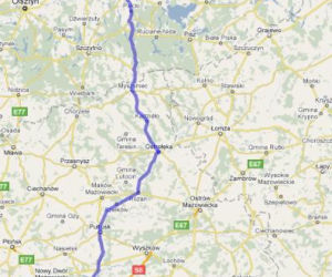 Trasa 61 i 59 Warszawa-Giżycko - mapka