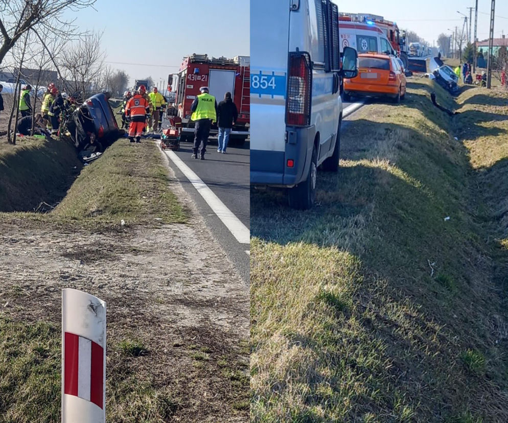 Koszmarny wypadek pod Gostyninem! Kilka osób rannych. 35-latka zabrał śmigłowiec. DK 60 zablokowana [ZDJĘCIA]