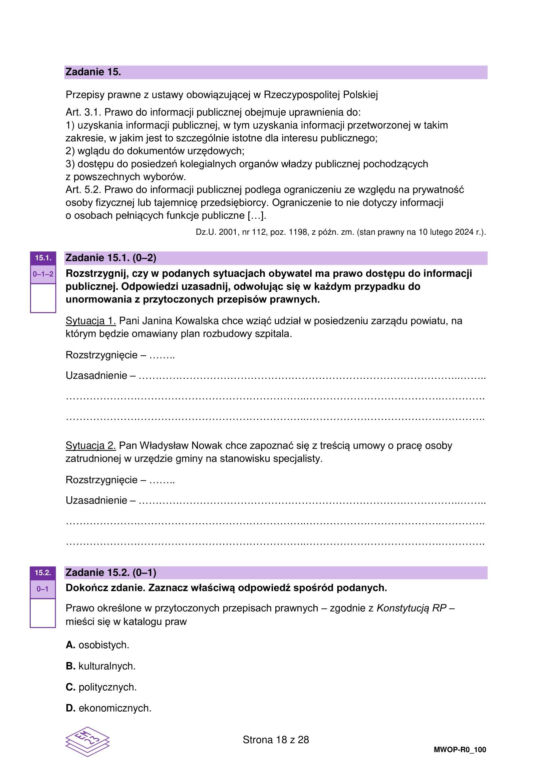 Matura 2024: WOS poziom rozszerzony, ODPOWIEDZI i ARKUSZE CKE do ściągnięcia NOWA FORMUŁA 2023