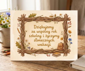 Kartka dla nauczyciela na koniec roku szkolnego