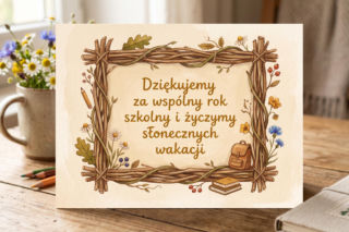 Kartka dla nauczyciela na koniec roku szkolnego